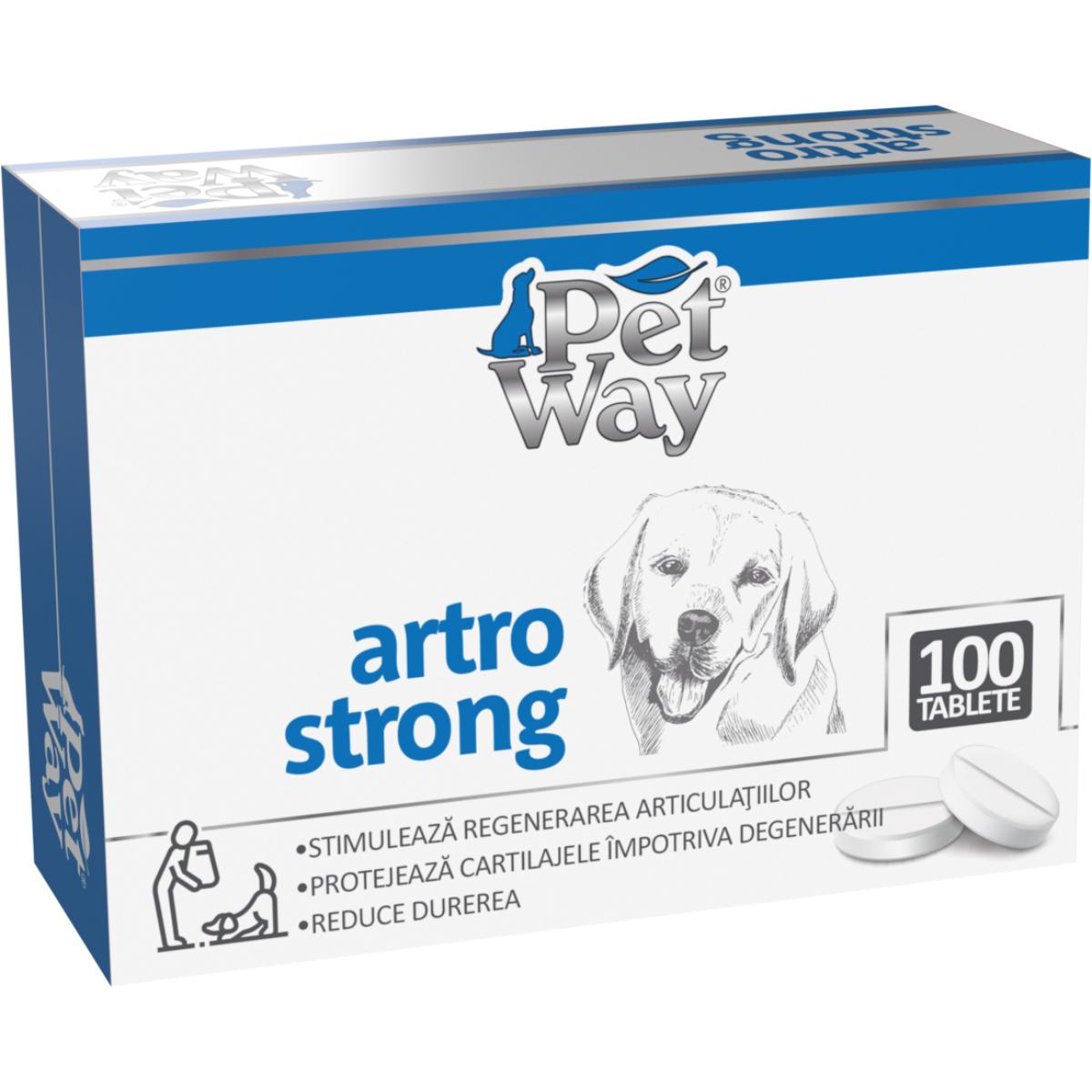 PETWAY Artro Strong, XS-XL, supliment sistem articular câini, cutie, 100 comprimate