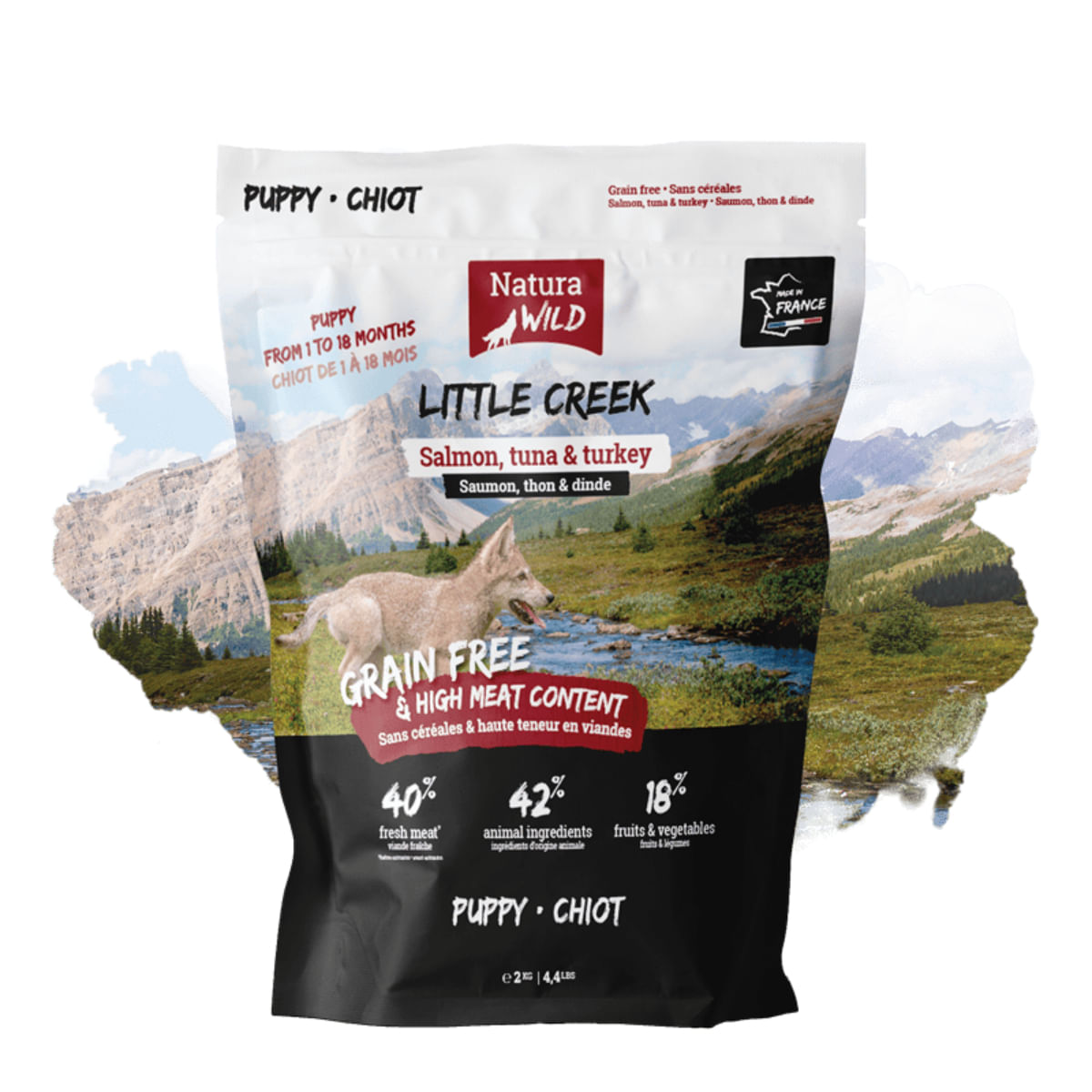 NATURA WILD Natura Wild Little Creek, XS-XL, Somon și Curcan, hrană uscată fără cereale câini junior, 12kg