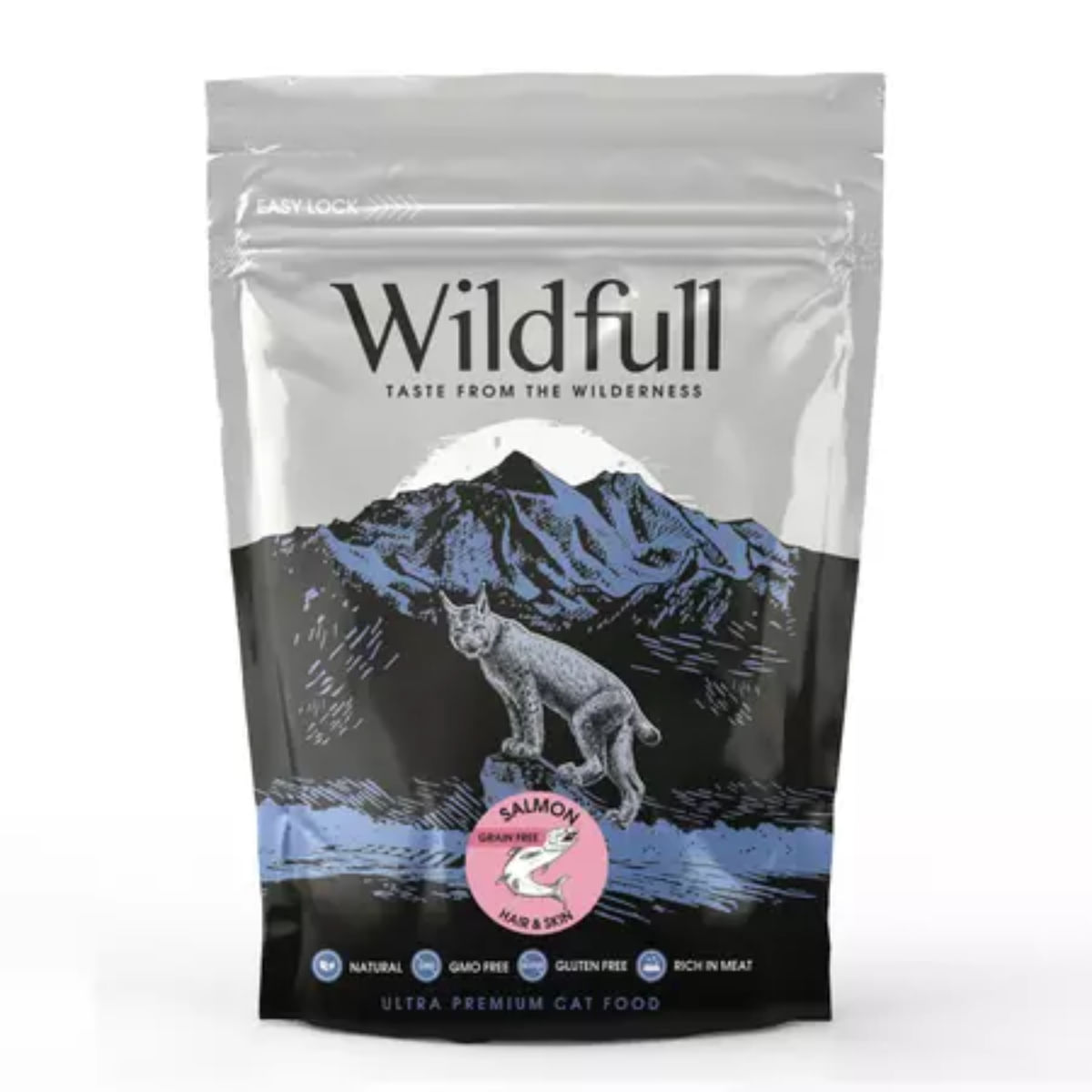 WILDFULL Hair & Skin, Somon, hrană uscată fără cereale pisici, piele & blană, 400g