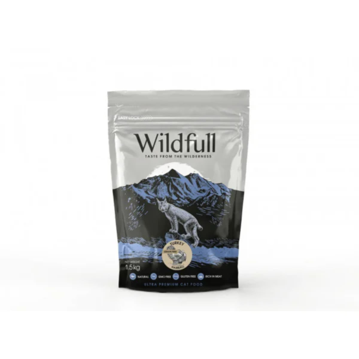 WILDFULL Hairball, Curcan, hrană uscată fără cereale pisici, limitarea ghemurilor de blană, 1.5kg