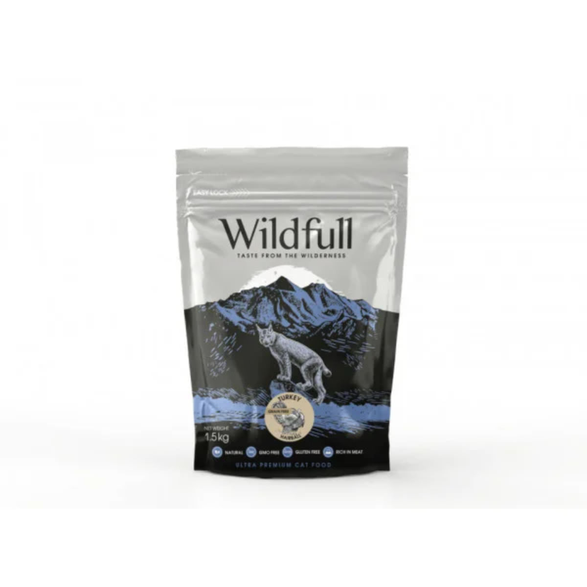 WILDFULL Hairball, Curcan, hrană uscată fără cereale pisici, limitarea ghemurilor de blană, 1.5kg - 1 | YEO