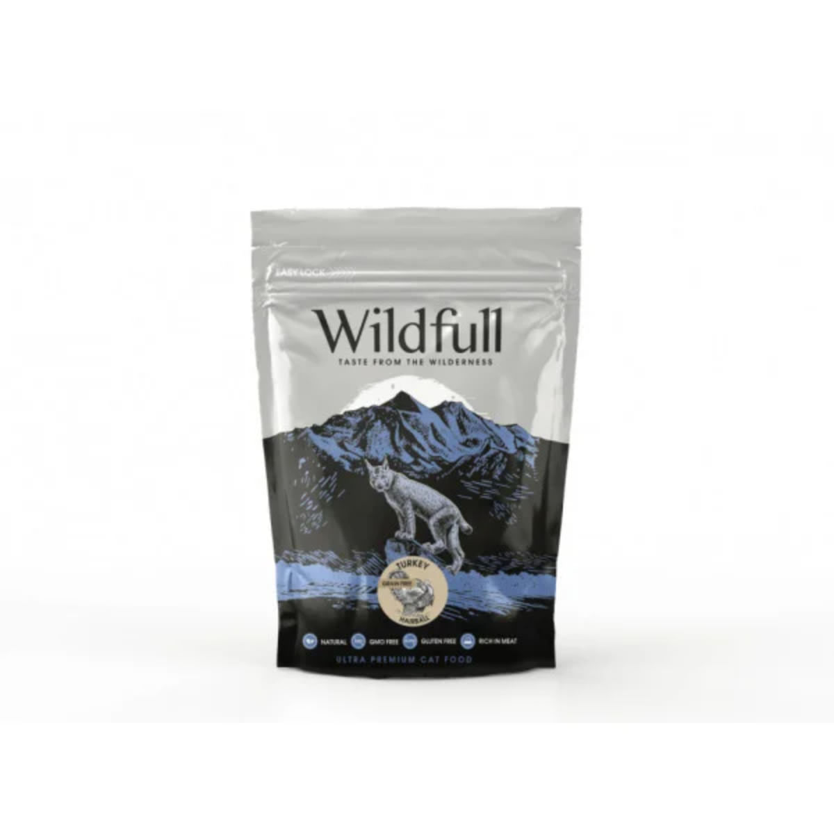 WILDFULL Hairball, Curcan, hrană uscată fără cereale pisici, limitarea ghemurilor de blană, 400g