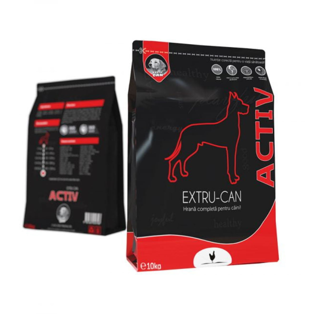 EXTRU-CAN Activ, XS-XL, Pui, hrană uscată câini, activitate intensă, 10kg