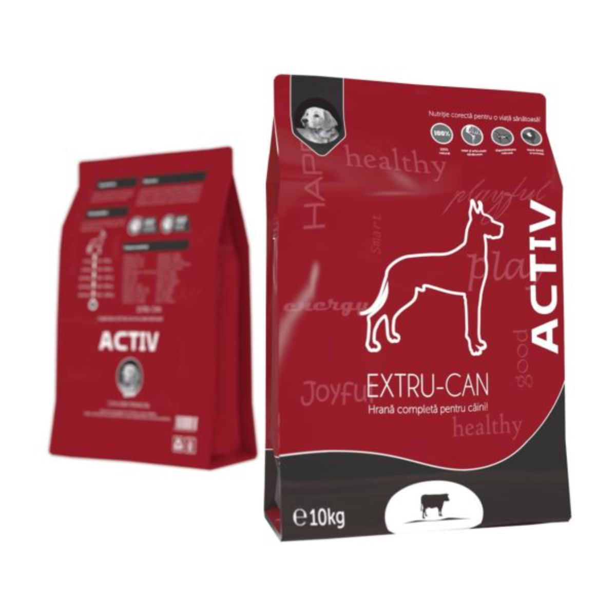 EXTRU-CAN Activ, XS-XL, Vită, hrană uscată câini, activitate intensă, 10kg