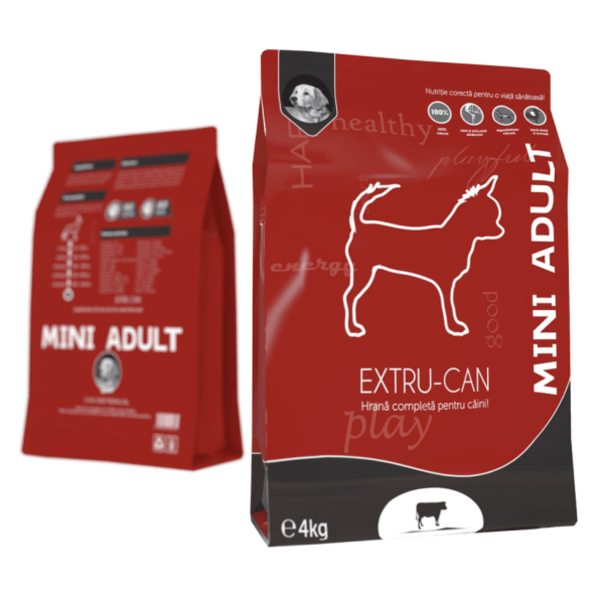 EXTRU-CAN Mini Adult, XS-S, Vită, hrană uscată câini, 4kg - 1 | YEO