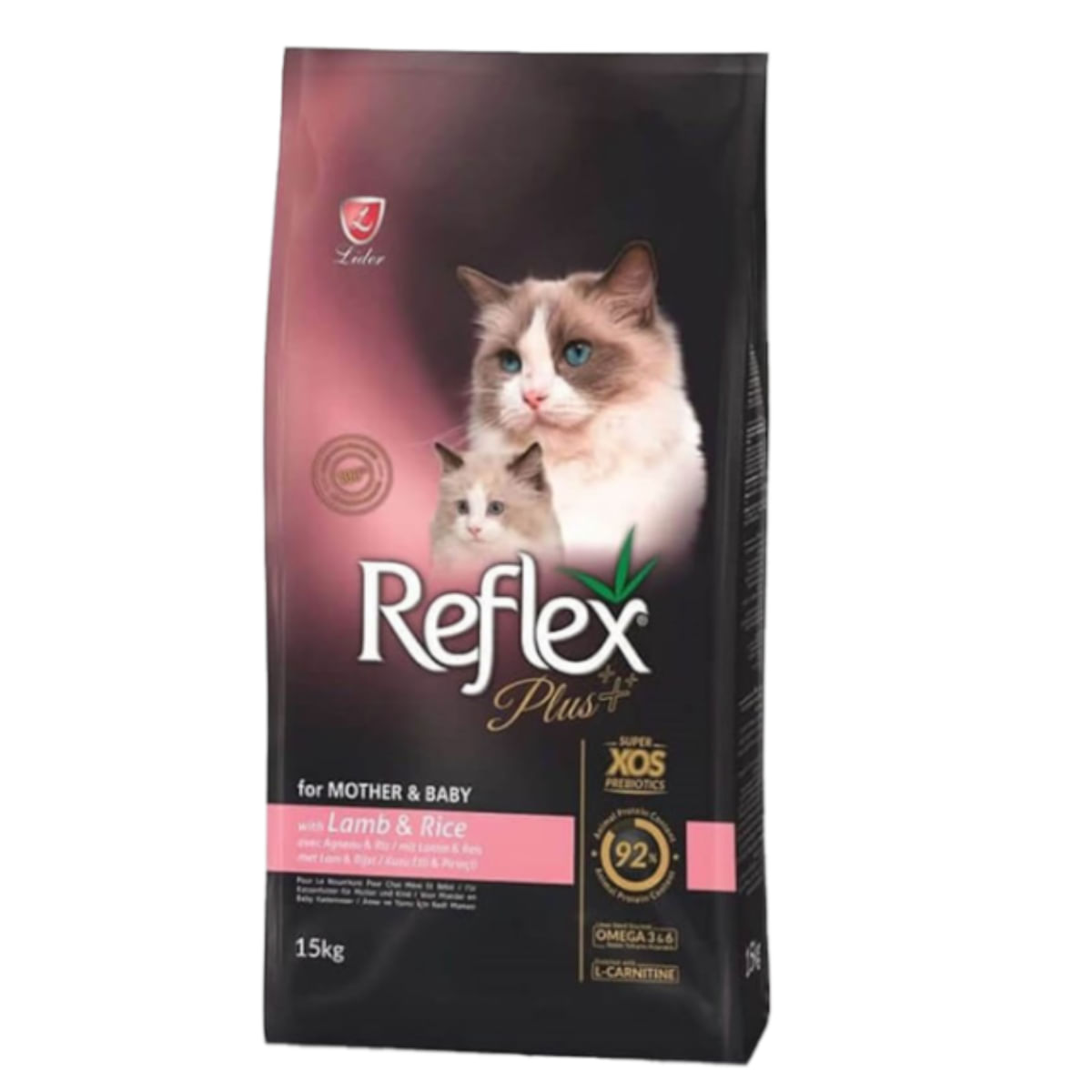 REFLEX Plus Mother & Baby, Miel și Orez, hrană uscată pisici junior, 15kg