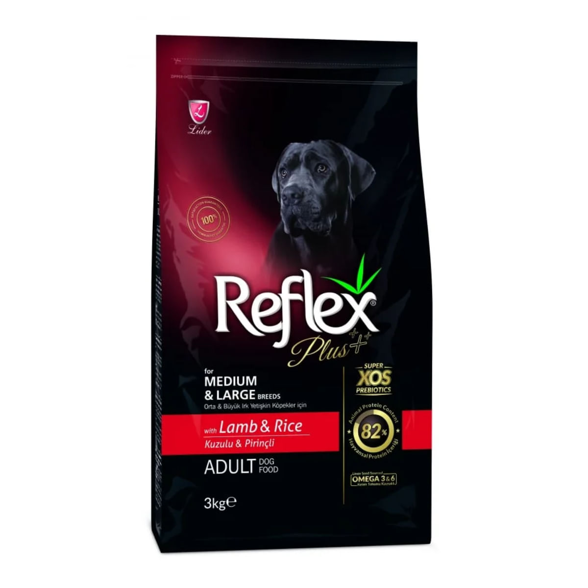 REFLEX Plus Medium & Large, M-L, Miel și Orez, hrană uscată câini, 15kg