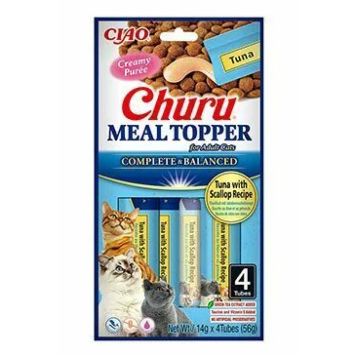 INABA Churu Meal Topper, Pui, plic, tub recompense fără cereale pisici, (piure), 56g - 1 | YEO