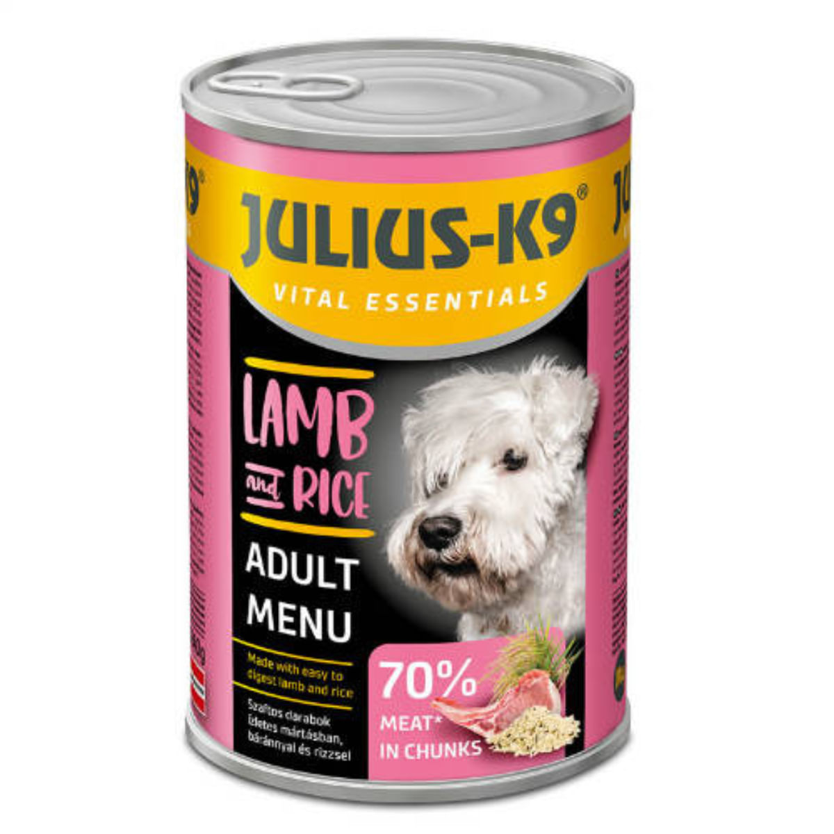 JULIUS-K9 Adult Menu, XS-XL, Miel și Orez, conservă hrană umedă câini, (în sos), 1240g