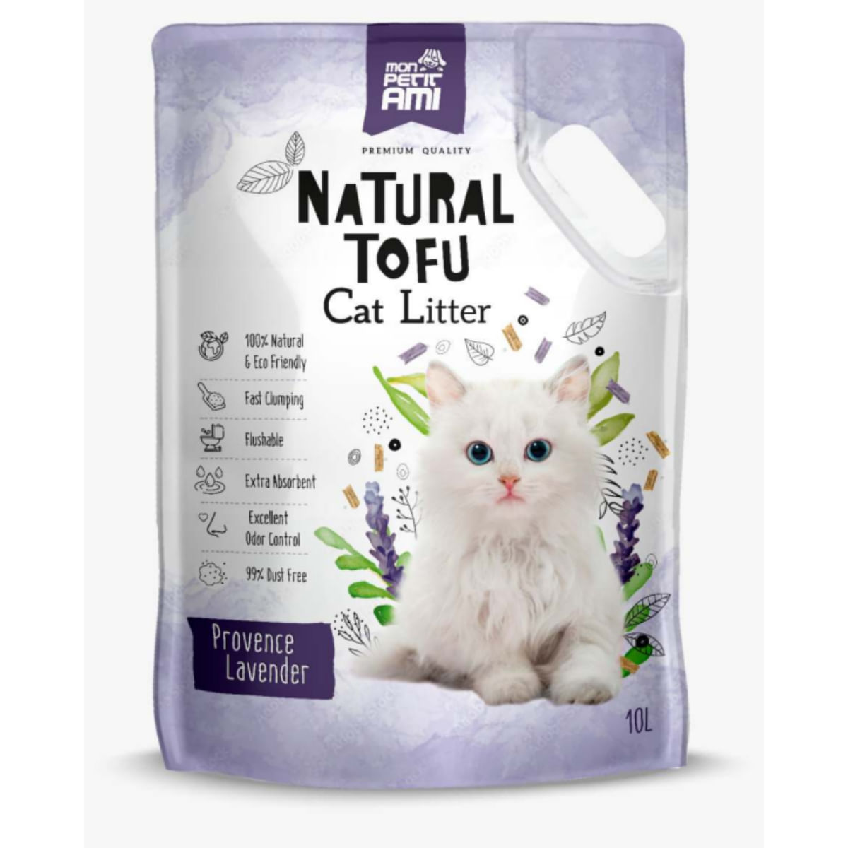 MON PETIT AMI Tofu, Lavanda, așternut igienic pisici, peleți, tofu, aglomerant, neutralizare mirosuri, biodegradabil, 10l