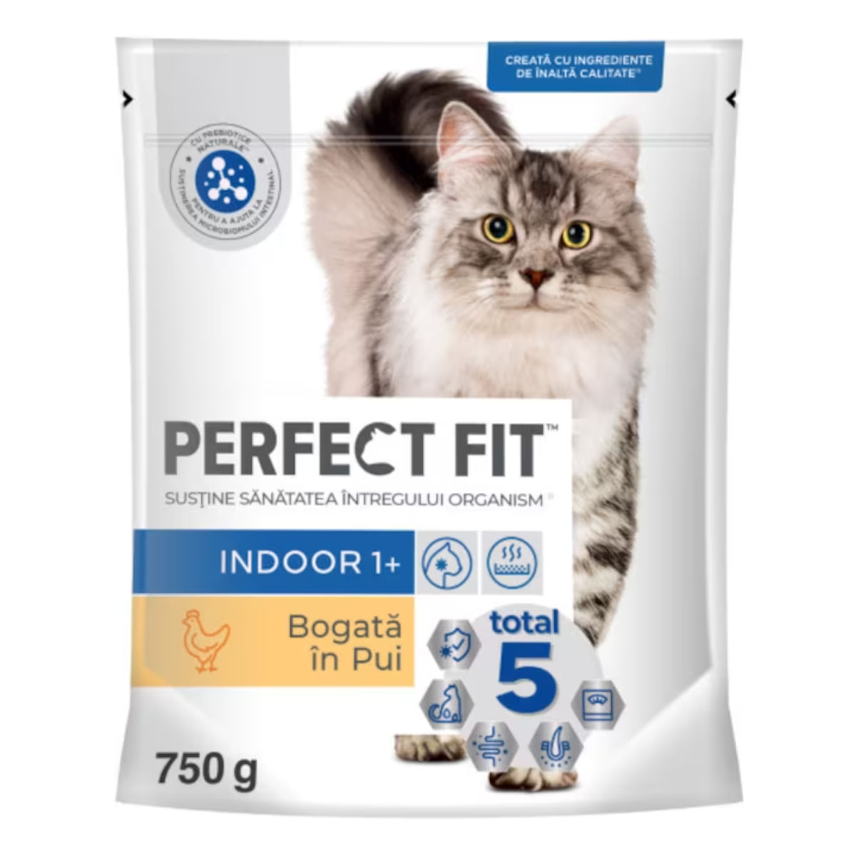 PERFECT FIT Cat Indoor 1+, Pui, hrană uscată pisici, 750g