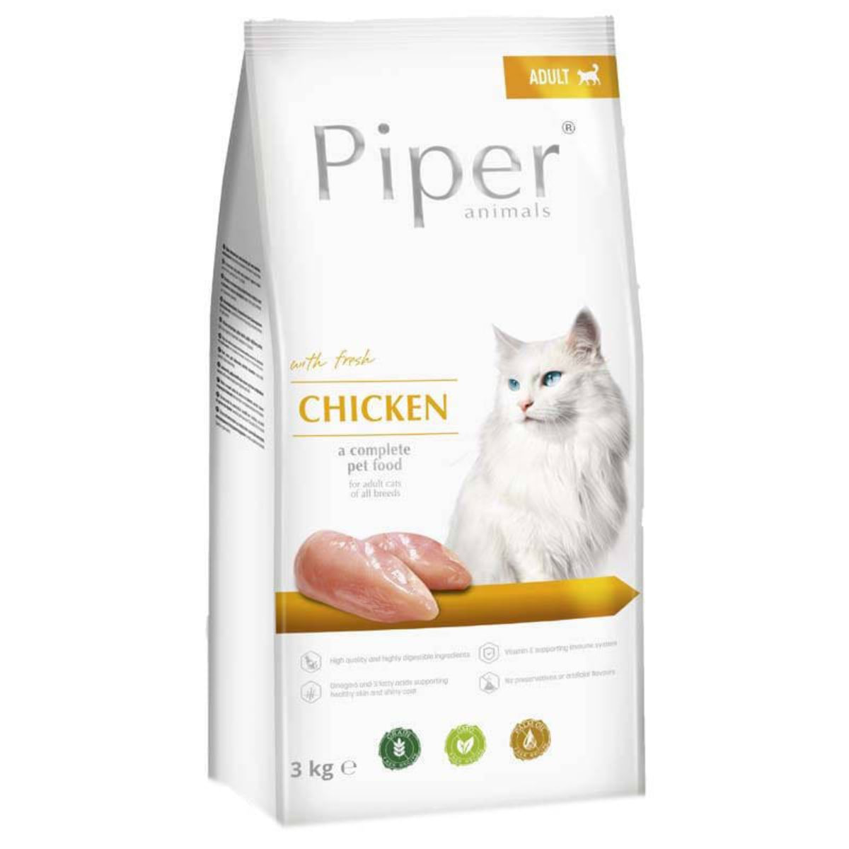 PIPER Animals, Pui, hrană uscată fără cereale pisici, 3kg - 1 | YEO