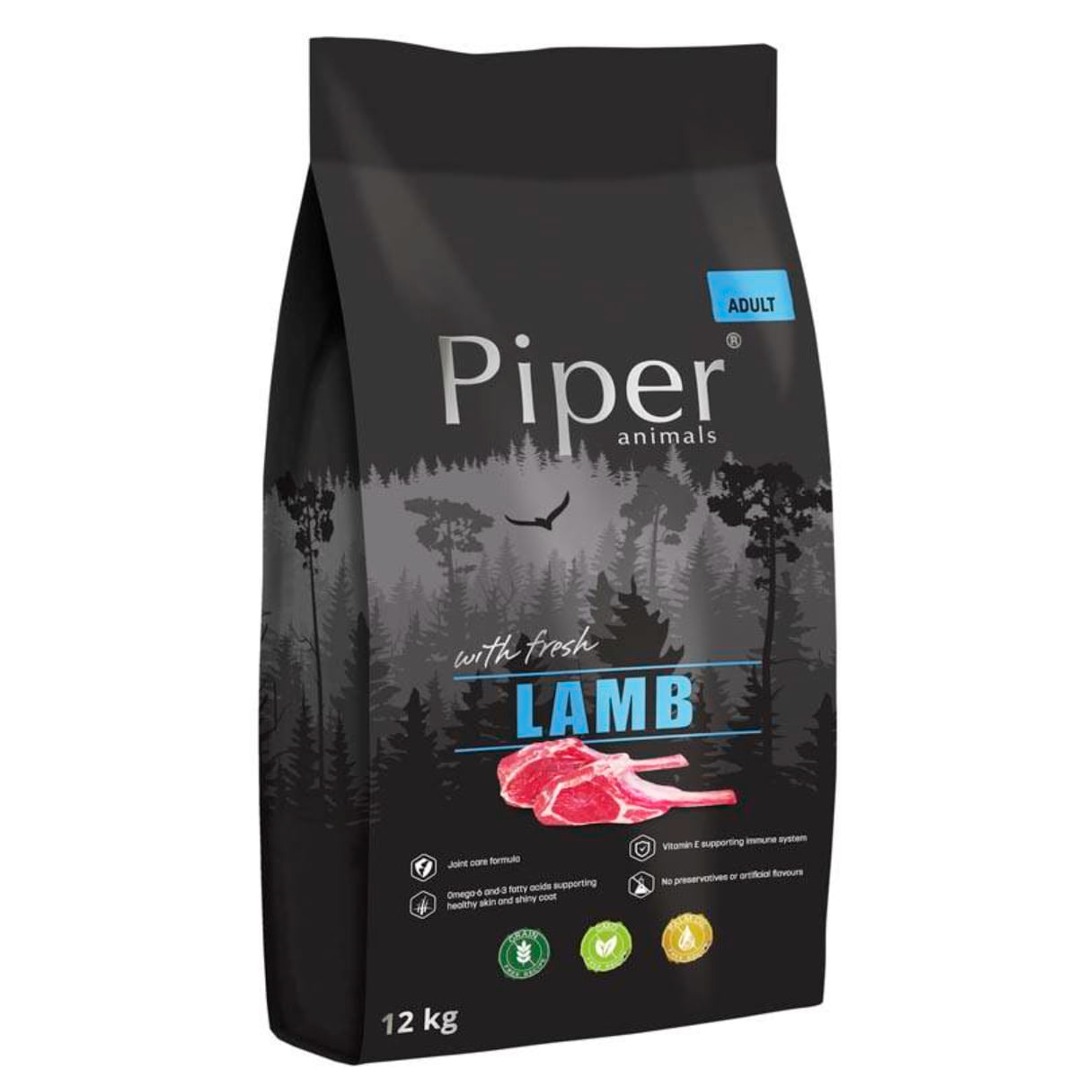 PIPER Animals, XS-XL, Miel, hrană uscată fără cereale câini, 12kg