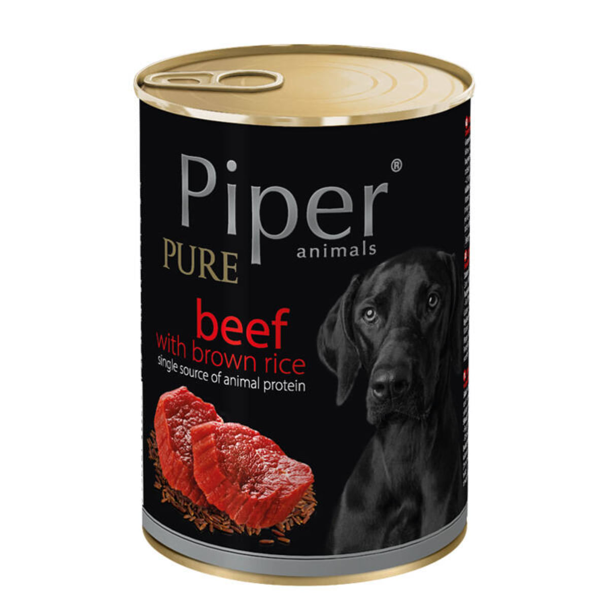 PIPER Pure Platinum, XS-XL, Vită și orez brun, conservă hrană umedă monoproteică câini, (în aspic), 400g