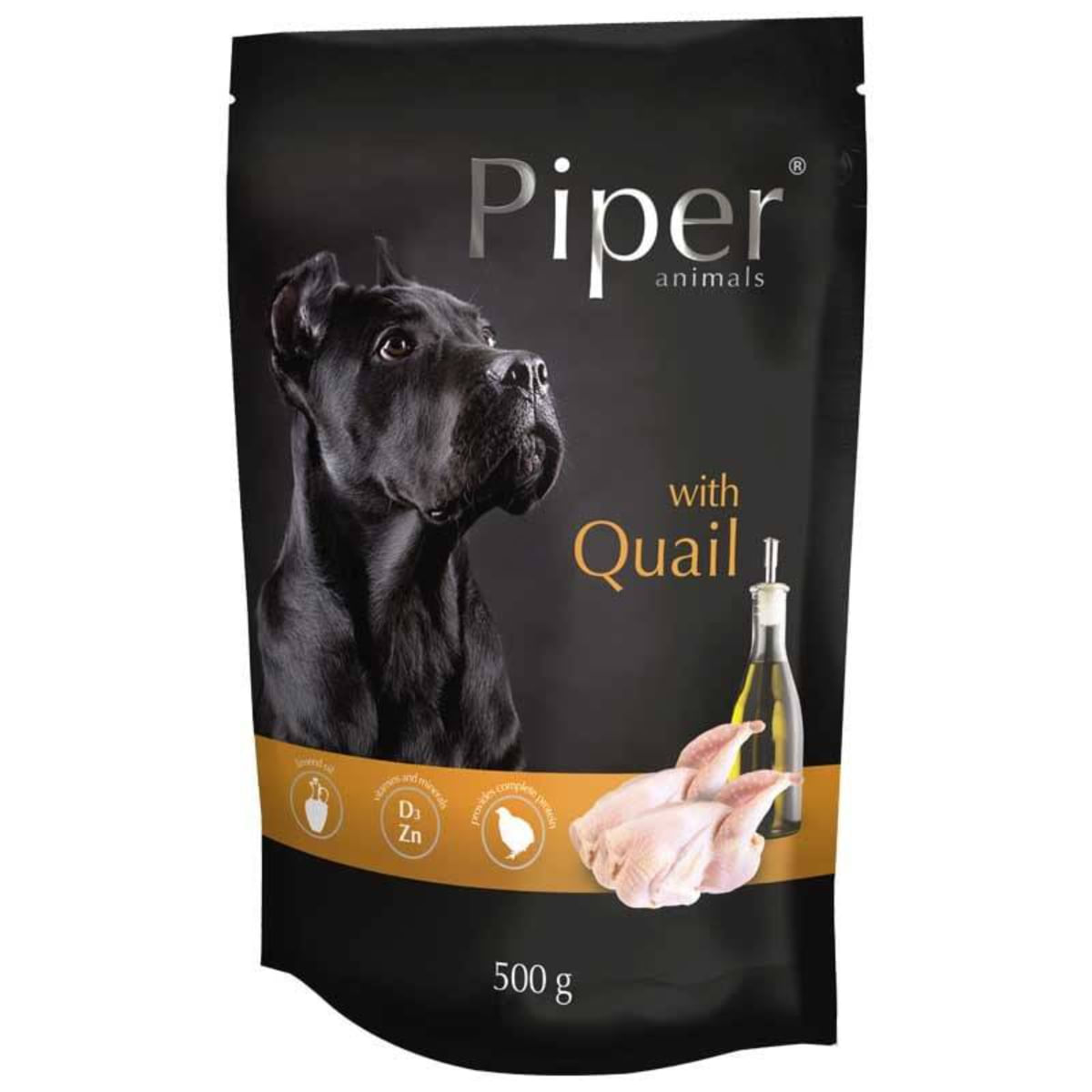 PIPER Animals, XS-XL, Prepeliță, plic hrană umedă fără cereale câini, (în aspic), 500g
