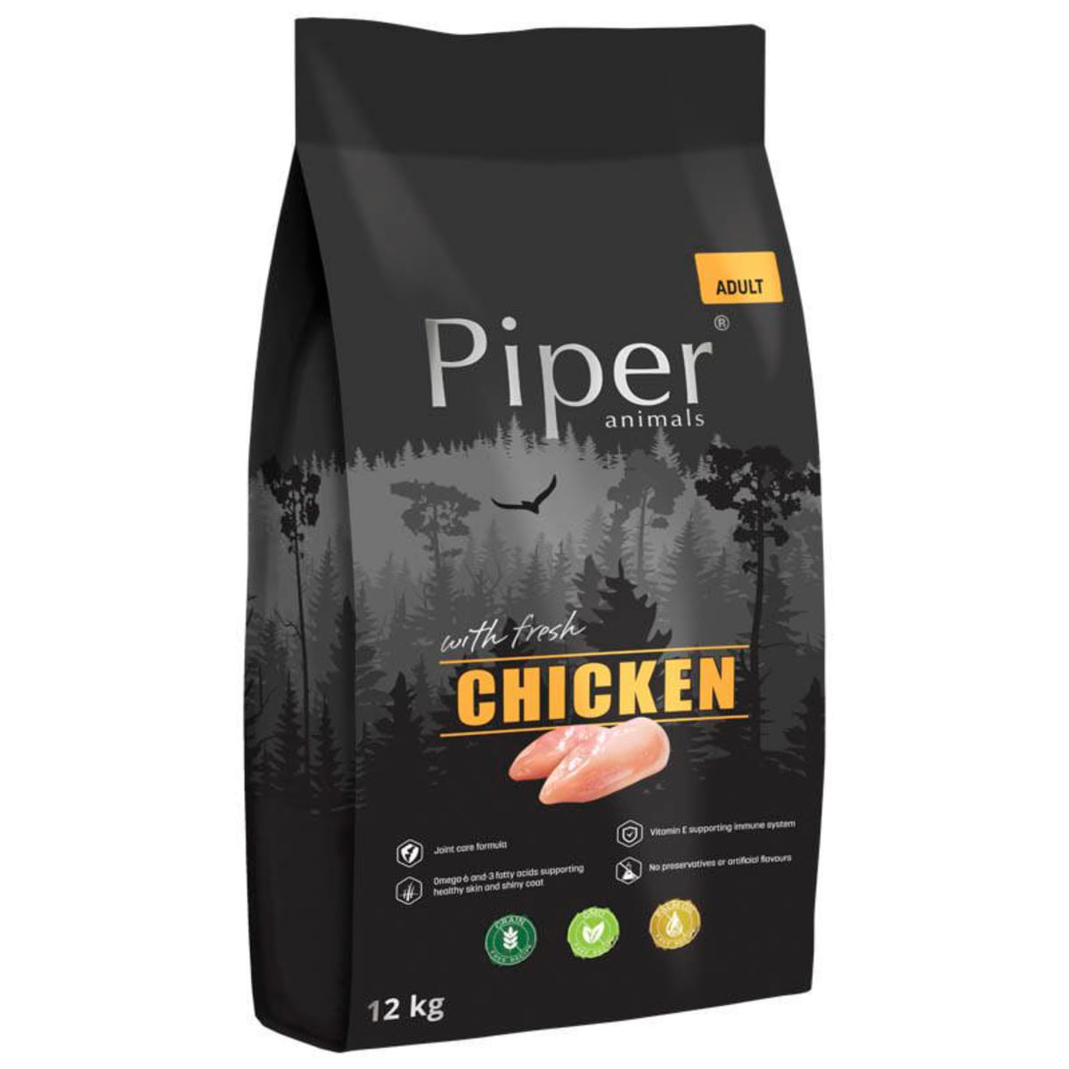PIPER Animals, XS-XL, Pui, hrană uscată fără cereale câini, 12kg