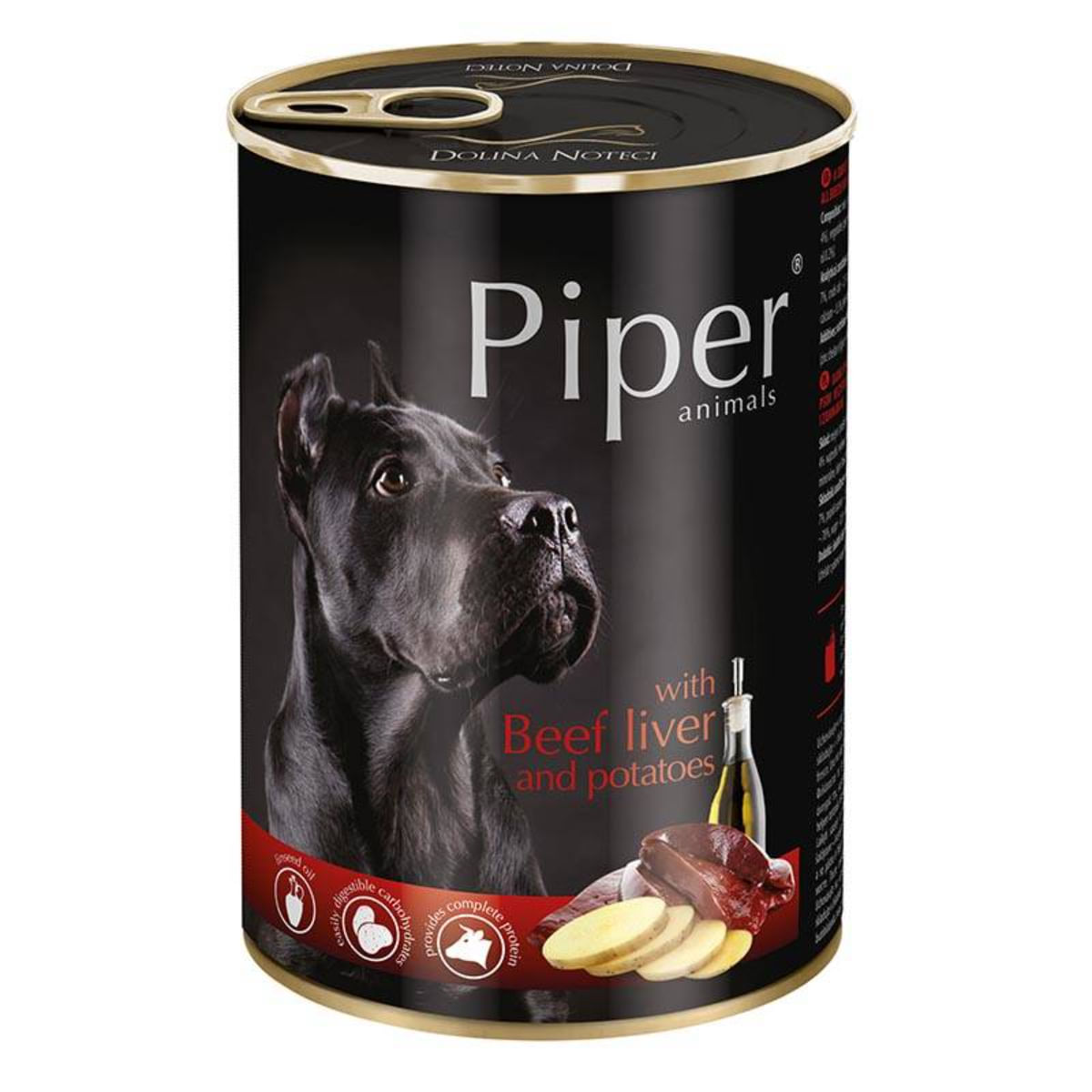 PIPER Animals, XS-XL, Ficat  de Vită și Cartofi, conservă hrană umedă fără cereale câini, (în aspic), 400g