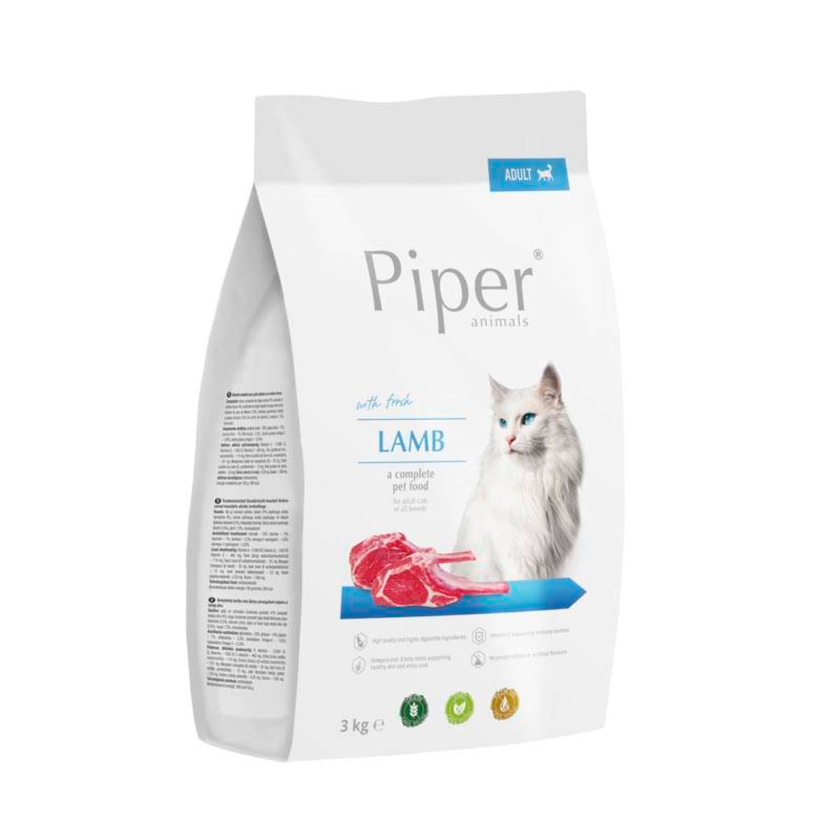 PIPER Animals, Miel, hrană uscată fără cereale pisici, 3kg - 1 | YEO