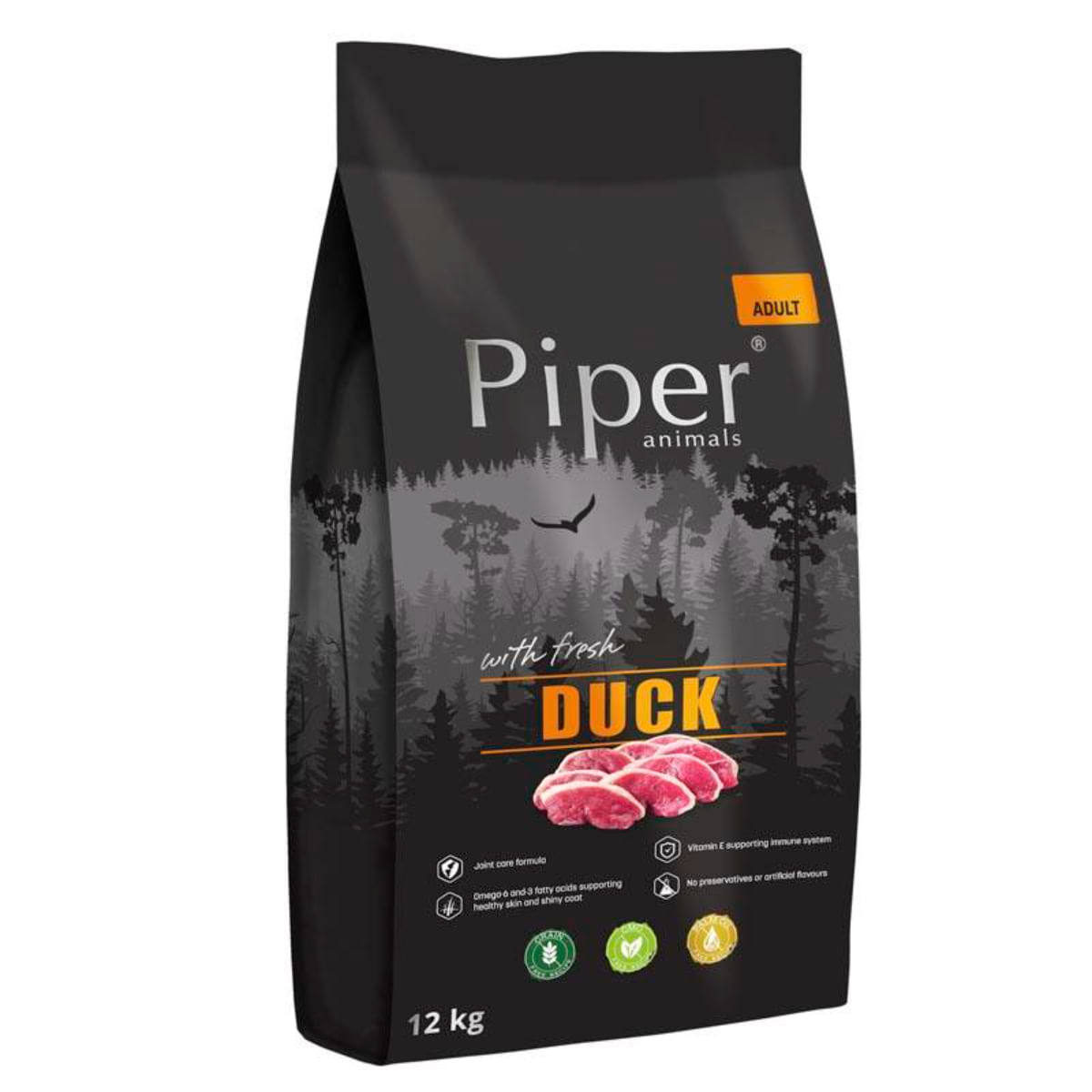 PIPER Animals, XS-XL, Rață, hrană uscată fără cereale câini, 12kg - 1 | YEO