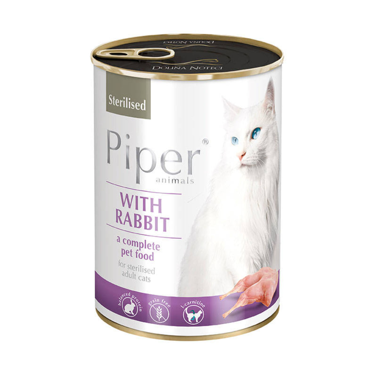 PIPER Animals Sterilised, Iepure, conservă hrană umedă fără cereale pisici sterilizate, (în aspic), 400g