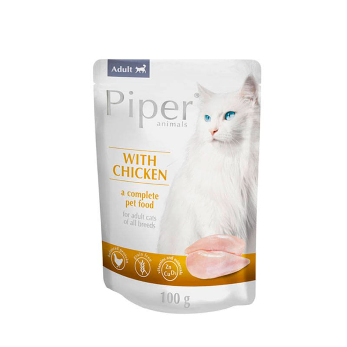 PIPER Animals, Pui, plic hrană umedă fără cereale pisici, (în aspic), 100g