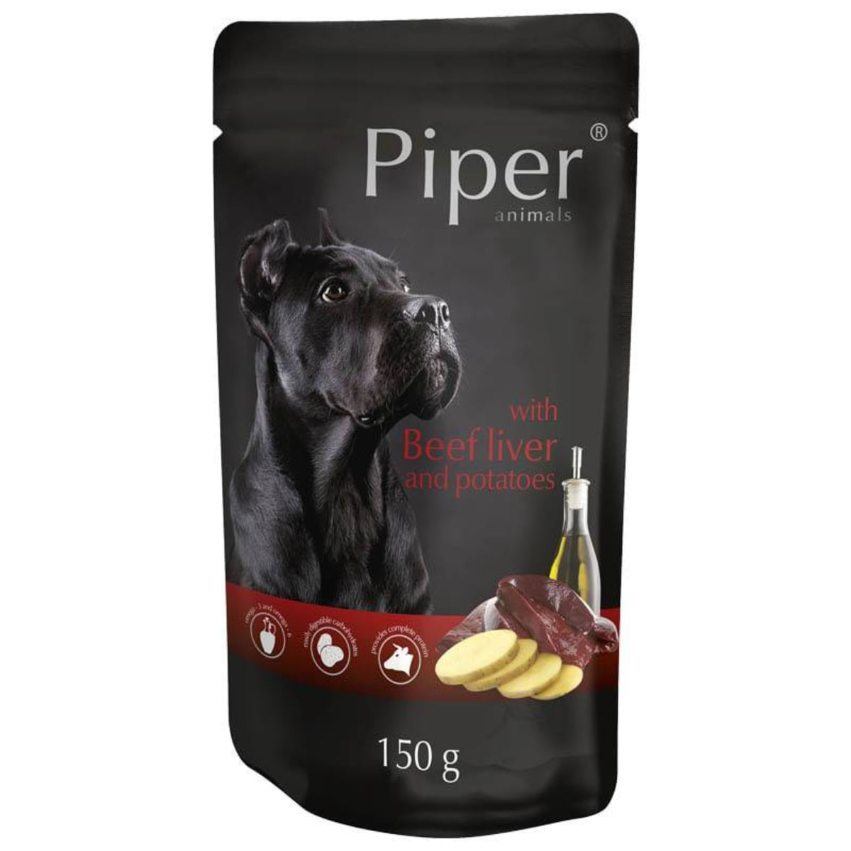 PIPER Animals, XS-XL, Ficat de Vită și Cartofi, plic hrană umedă fără cereale câini, (în aspic), 150g