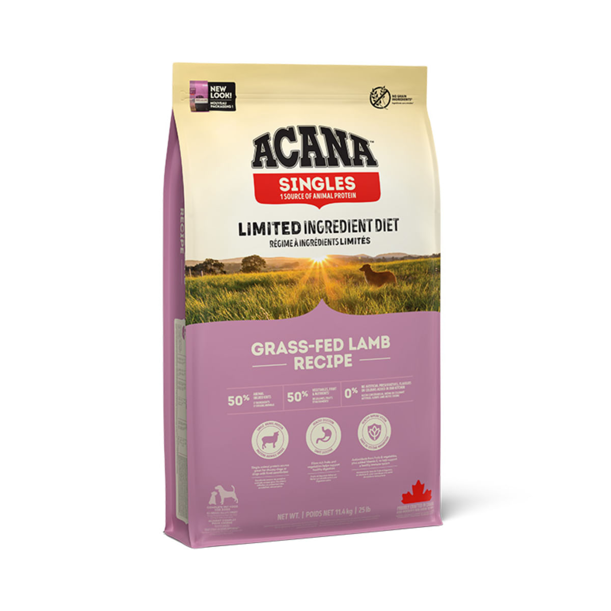 ACANA Singles Grass-Fed Lamb, Miel și Mere, hrană uscată monoproteică fără cereale câini, 17kg