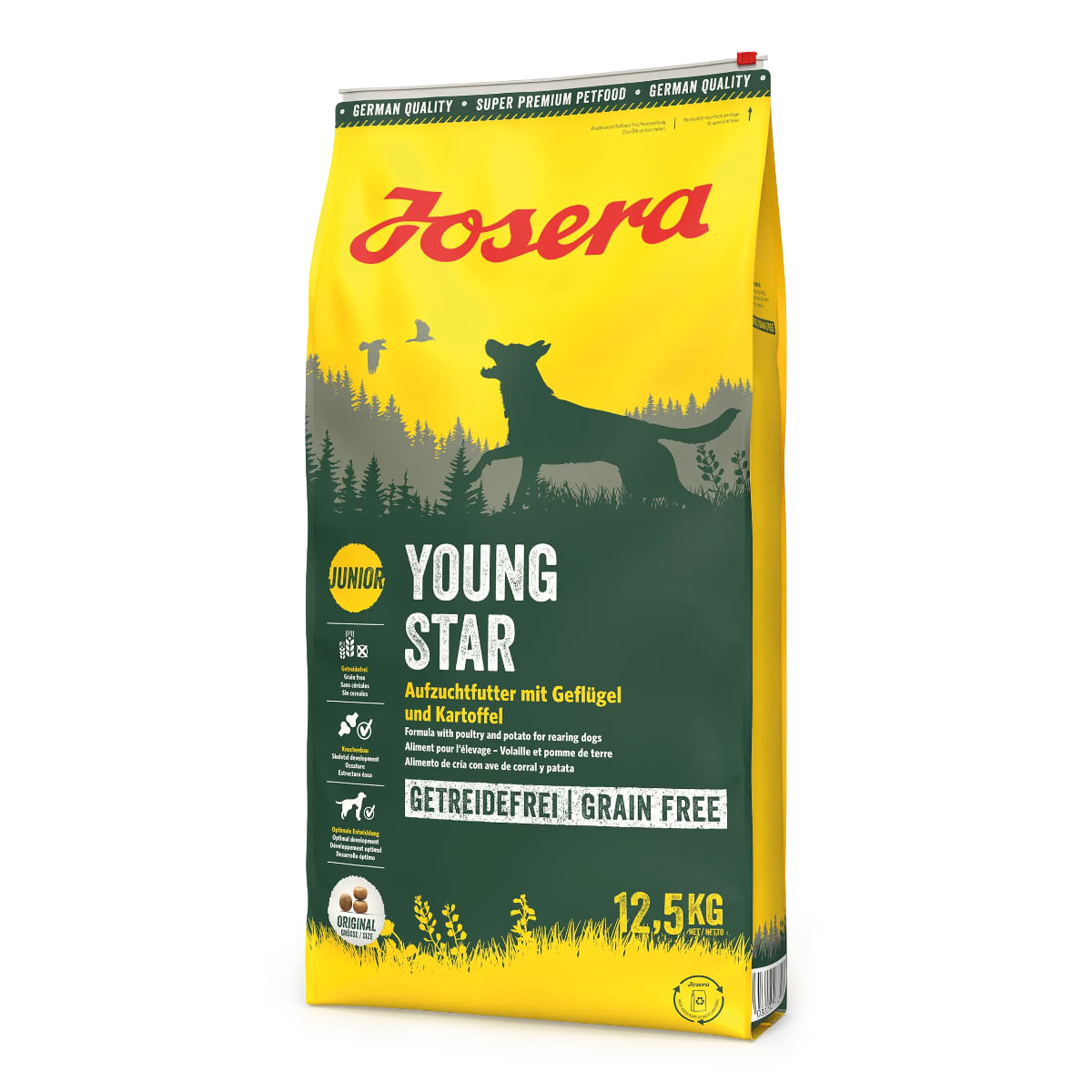 JOSERA Youngstar, XS-XL, Pasăre, hrană uscată fără cereale câini junior, sistem digestiv, 12.5kg - 1 | YEO