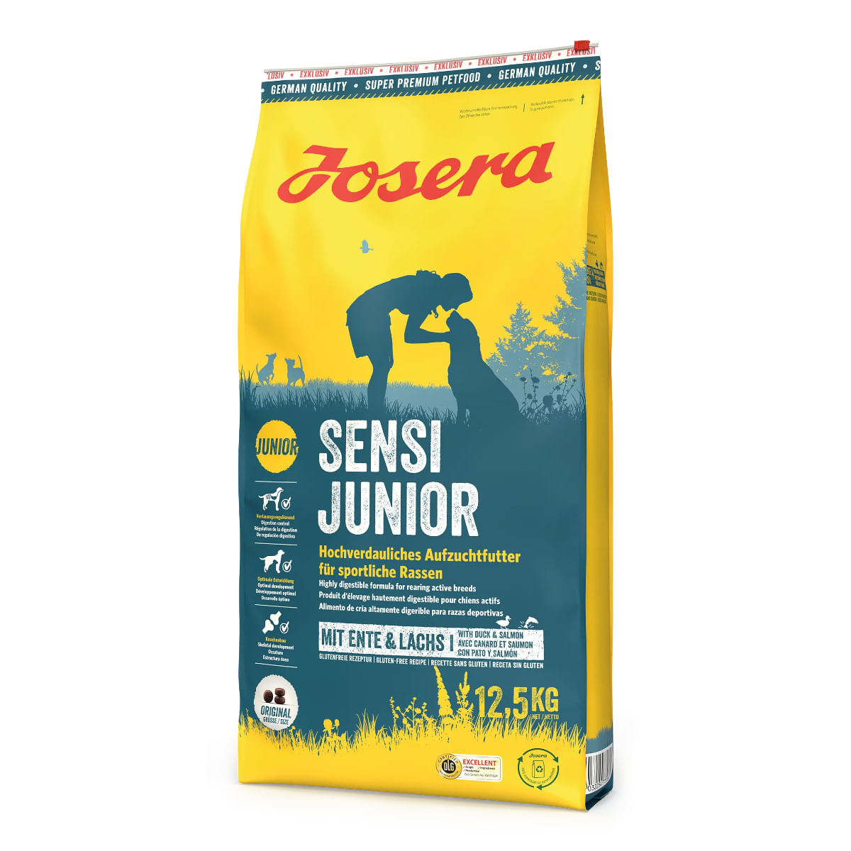 JOSERA Sensi Junior, XS-XL, Rață și Somon, hrană uscată câini junior, 12.5kg