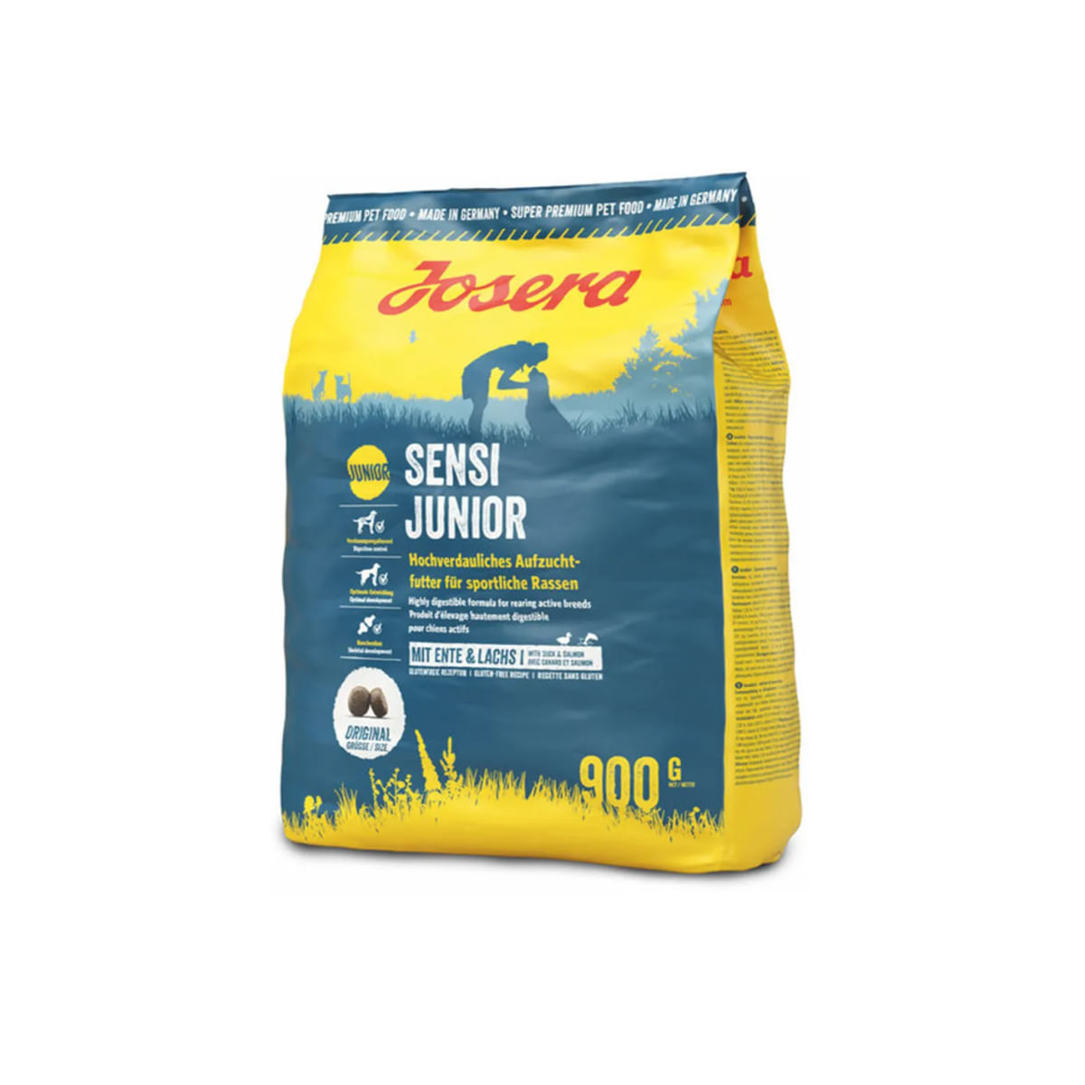 JOSERA Sensi Junior, XS-XL, Rață și Somon, hrană uscată câini junior, 900g