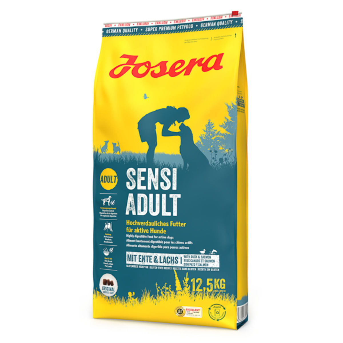 JOSERA Sensi Adult, XS-XL, Rață și Somon, hrană uscată câini, sistem digestiv, 12.5kg