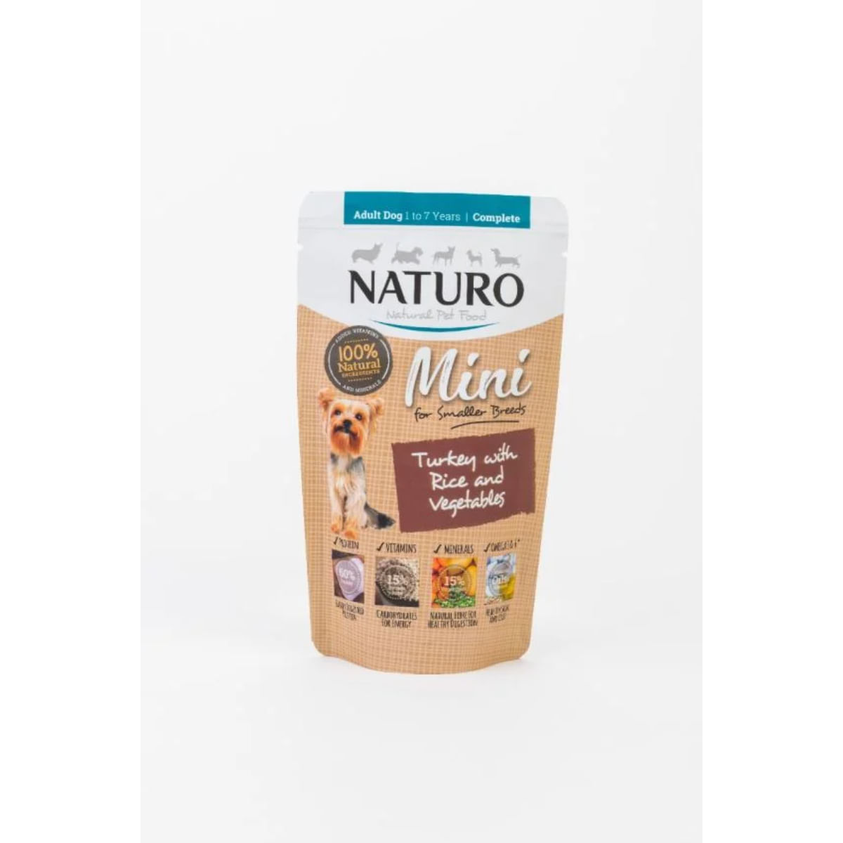 NATURO Mini, XS-S, Curcan și Orez, plic hrană umedă câini, (în suc propriu), 150g - 1 | YEO