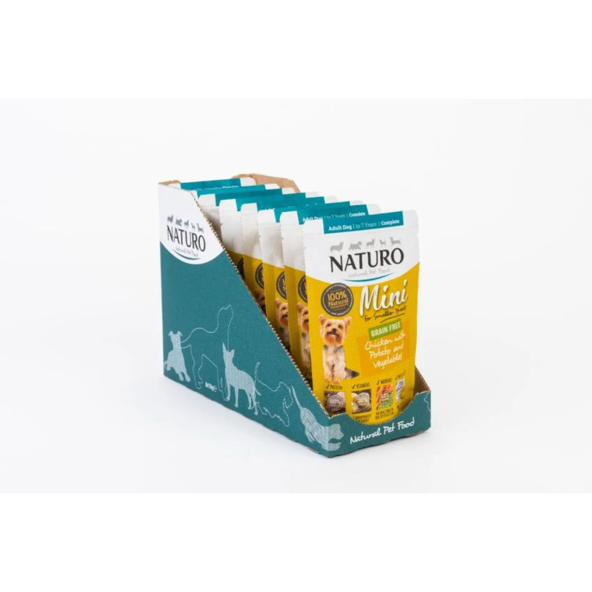 NATURO Mini, XS-S, Pui și Cartofi, plic hrană umedă fără cereale câini, (în suc propriu), 150g