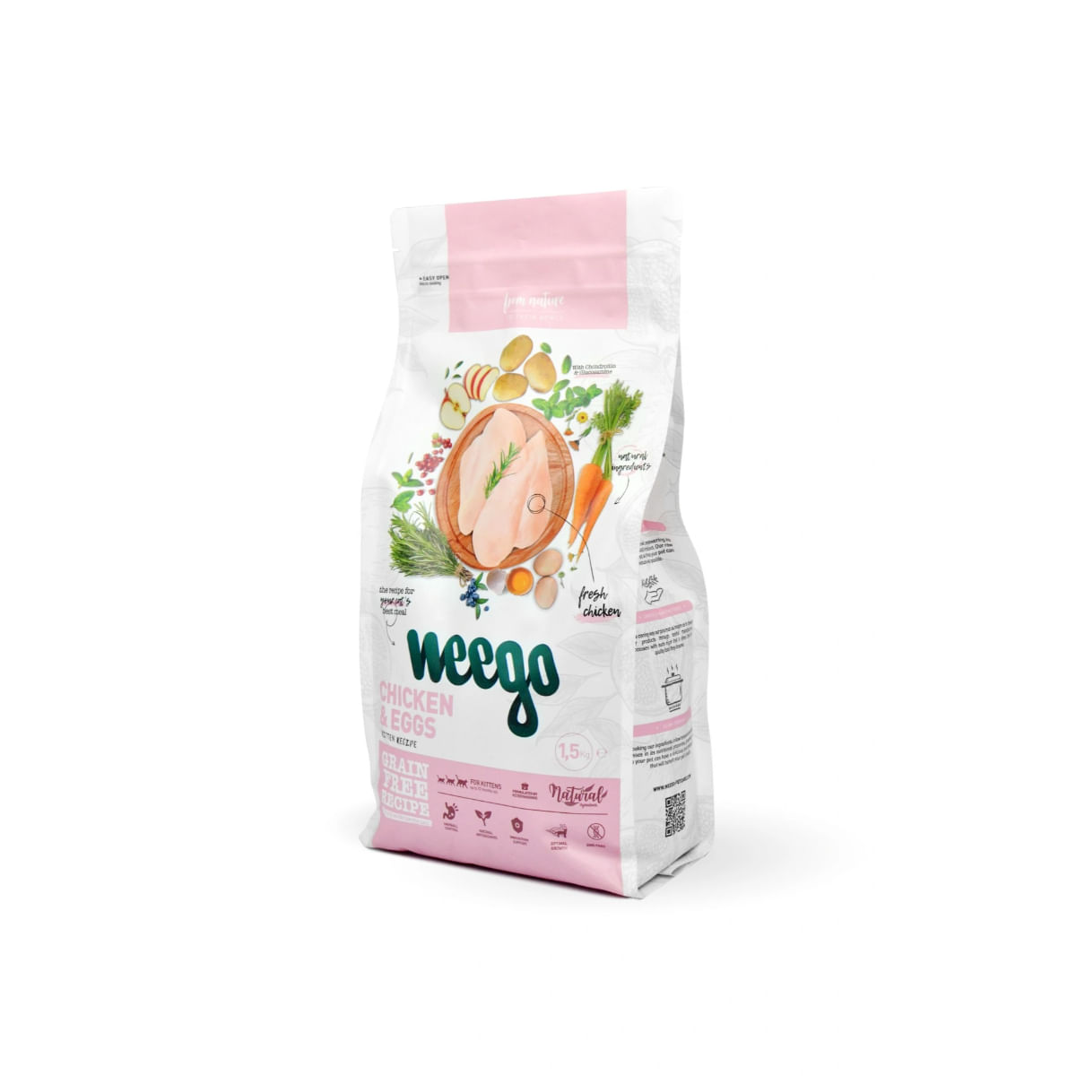 WEEGO Kitten, Pui și Ou, hrană uscată fără cereale pisici junior, 1.5kg - 1 | YEO