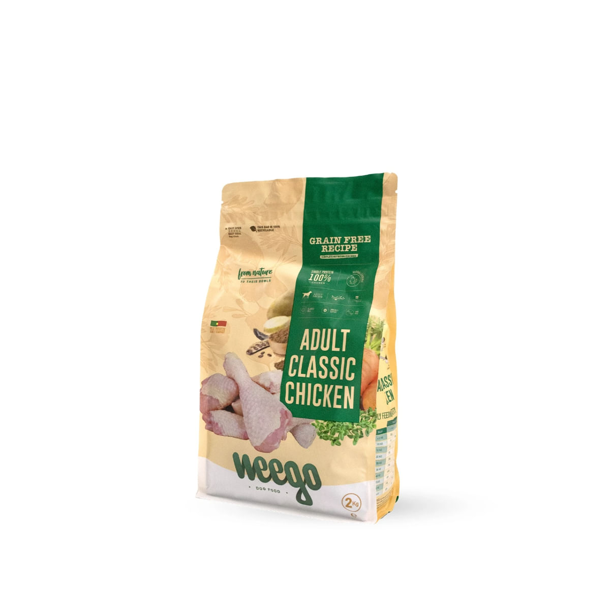 WEEGO Classic Chicken, XS-XL, Pui, hrană uscată monoproteică fără cereale câini, 2kg