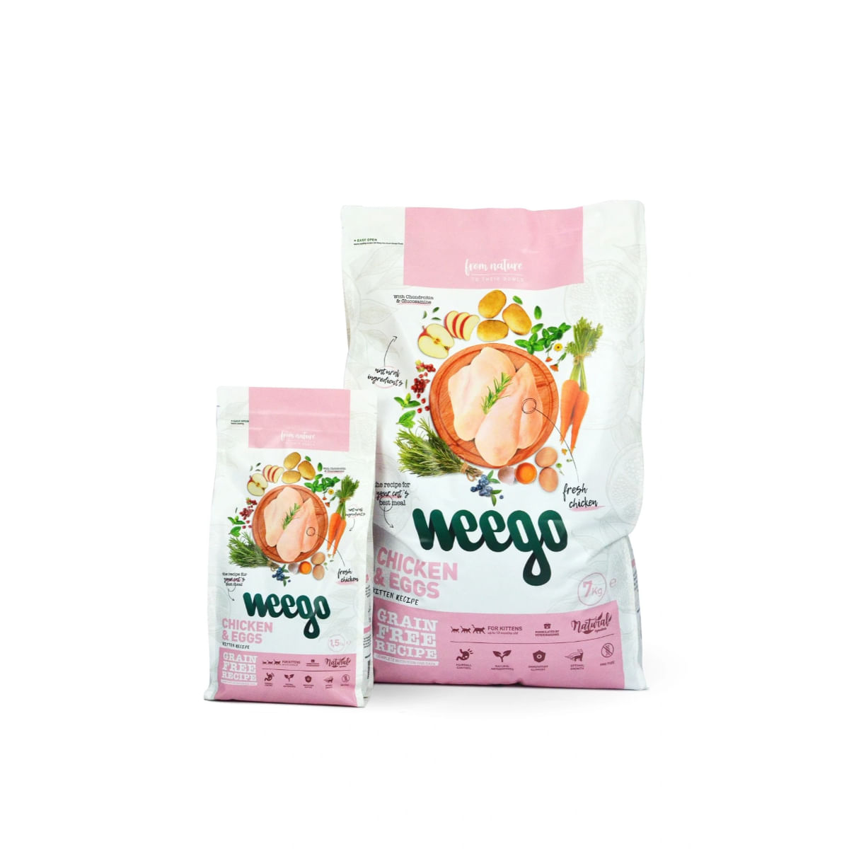 WEEGO Kitten, Pui și Ou, hrană uscată fără cereale pisici junior, 1.5kg
