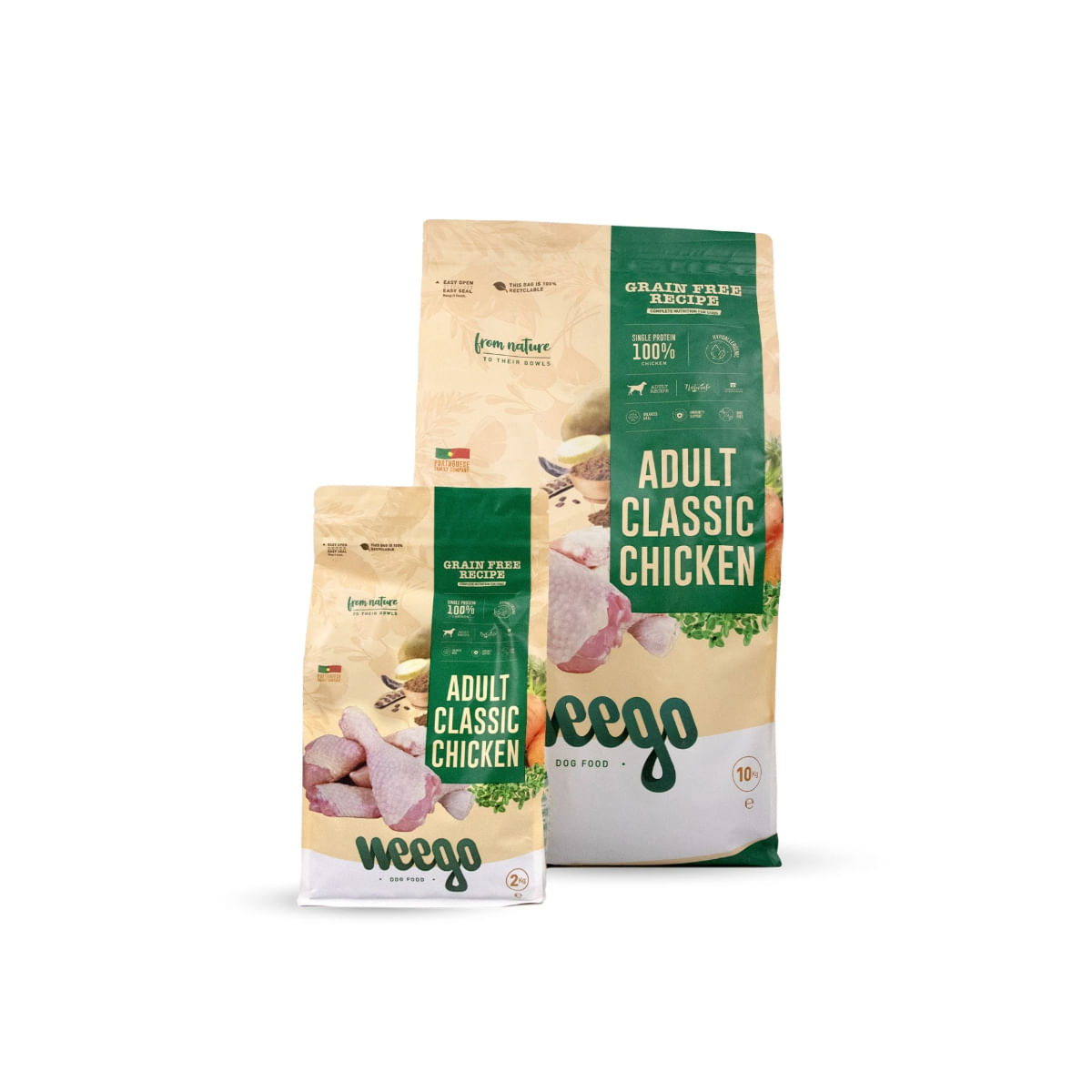 WEEGO Classic Chicken, XS-XL, Pui, hrană uscată monoproteică fără cereale câini, 2kg