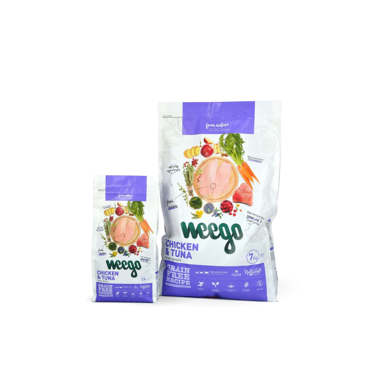 WEEGO, Pui și Ton, hrană uscată fără cereale pisici, 7kg