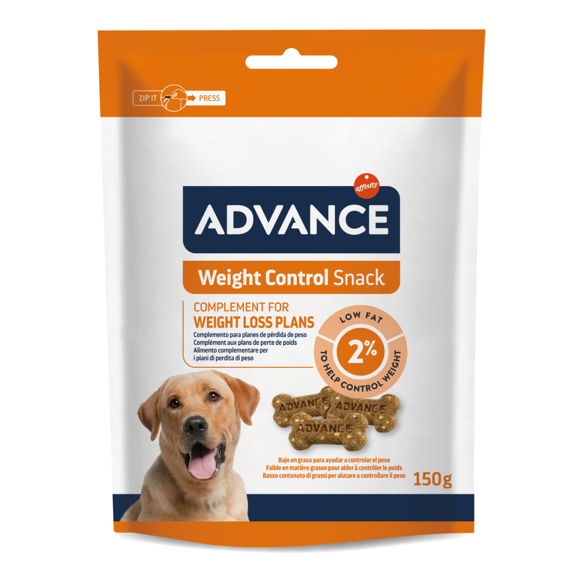 ADVANCE Weigth Control Snack, XS-XL, punguță recompense câini, obezitate, 150g