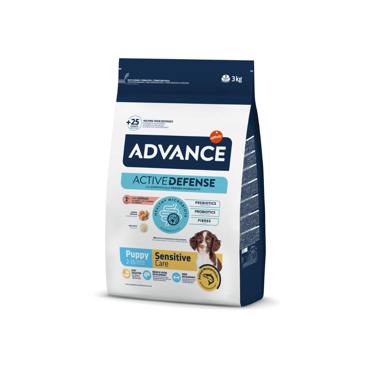 ADVANCE Sensitive Care Mini, XS-S, Somon, hrană uscată câini, sistem digestiv, 3kg