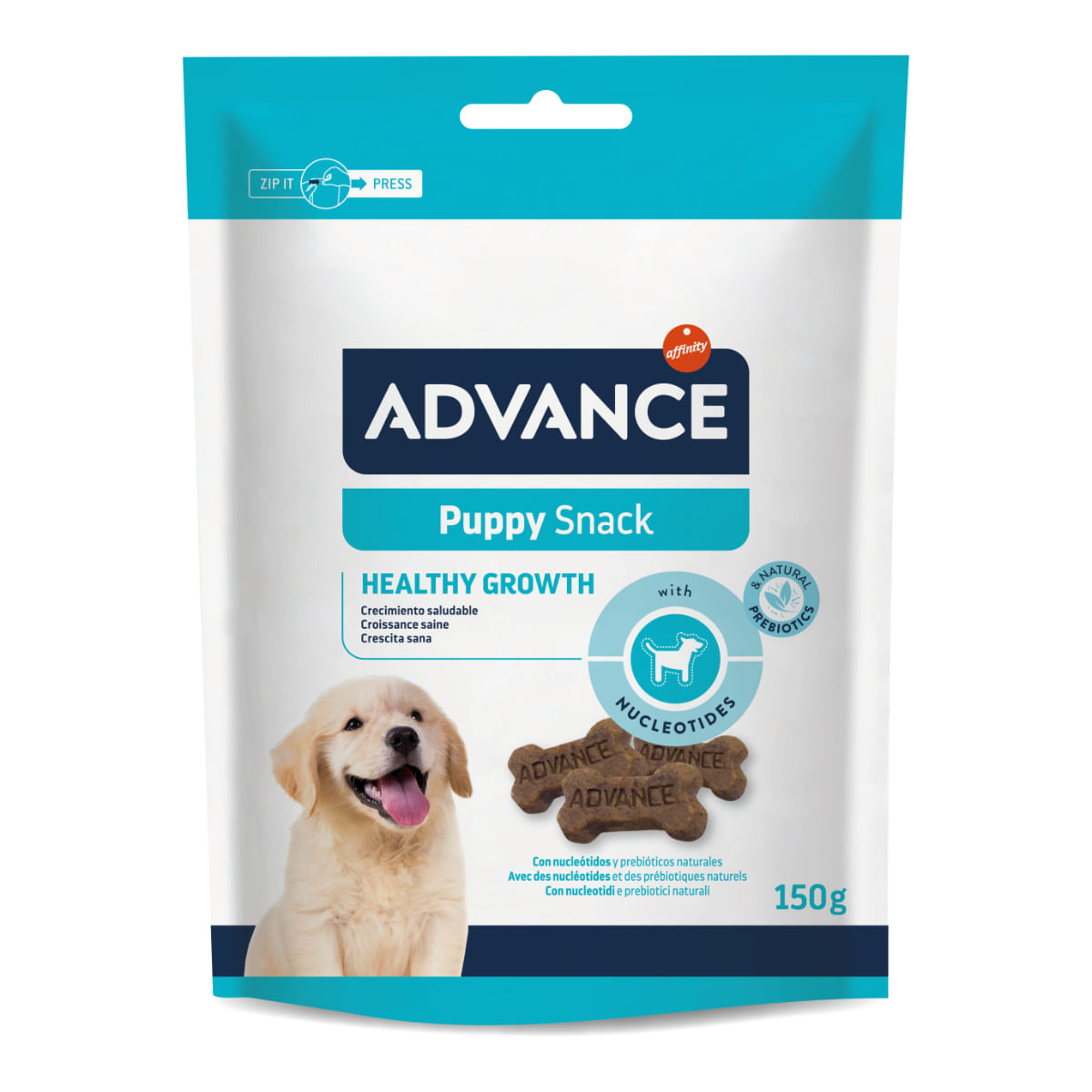 ADVANCE Puppy Snack, XS-XL, punguță recompense câini junior, 150g