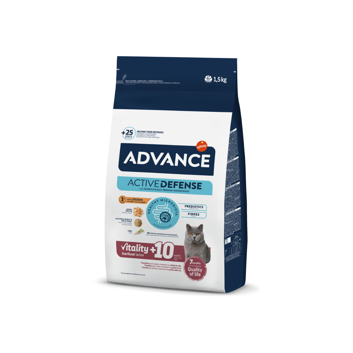 ADVANCE Vitality +10 Sterilised, Pui, hrană uscată pisici sterilizate senior, 1.5kg