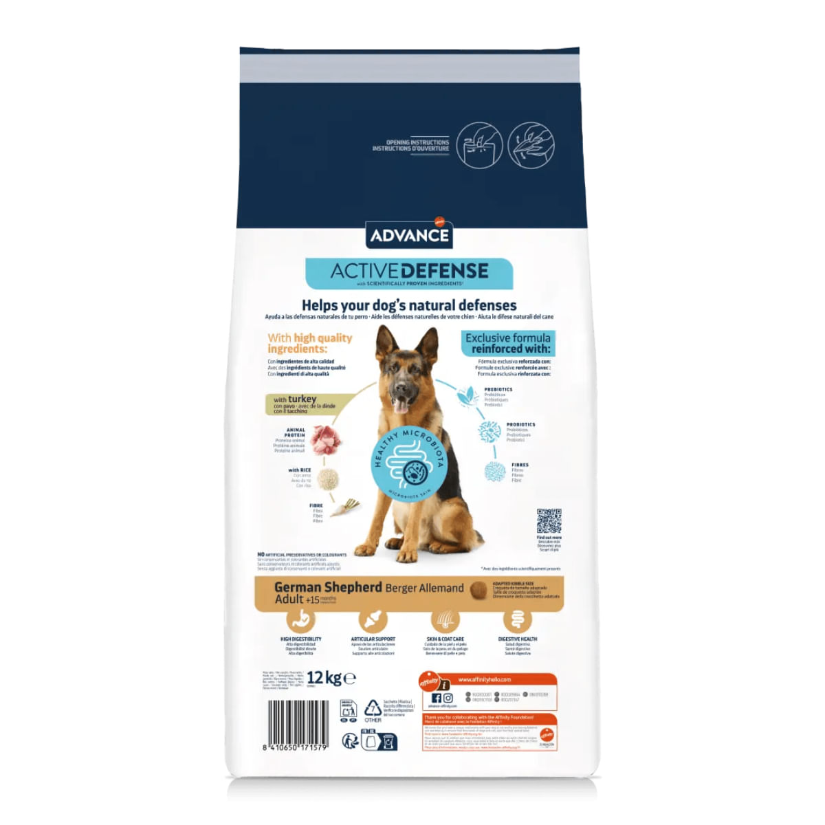 ADVANCE German Shepard, M-L, Curcan, hrană uscată câini, 12kg