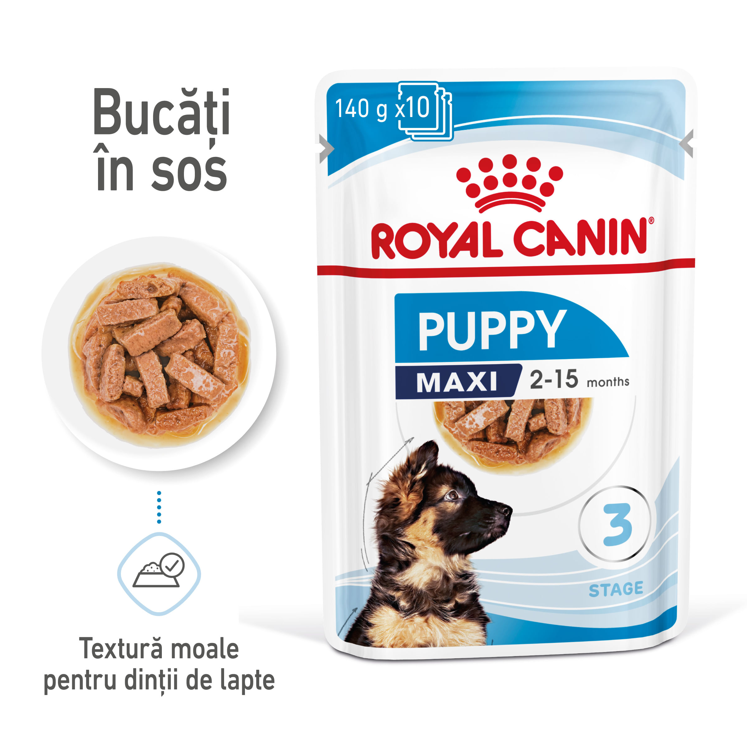 ROYAL CANIN Maxi Puppy, hrană umedă câini junior, (în sos), 140g