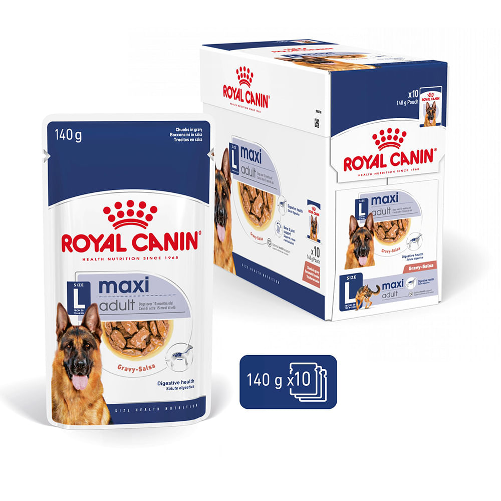 ROYAL CANIN Maxi Adult, hrană umedă câini, (în sos), bax, 140g x 10buc