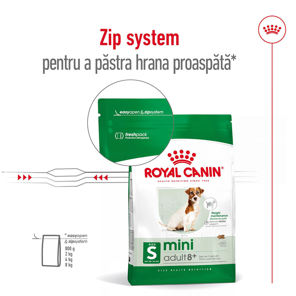 ROYAL CANIN Mini Adult 8+, hrană uscată câini, 2kg