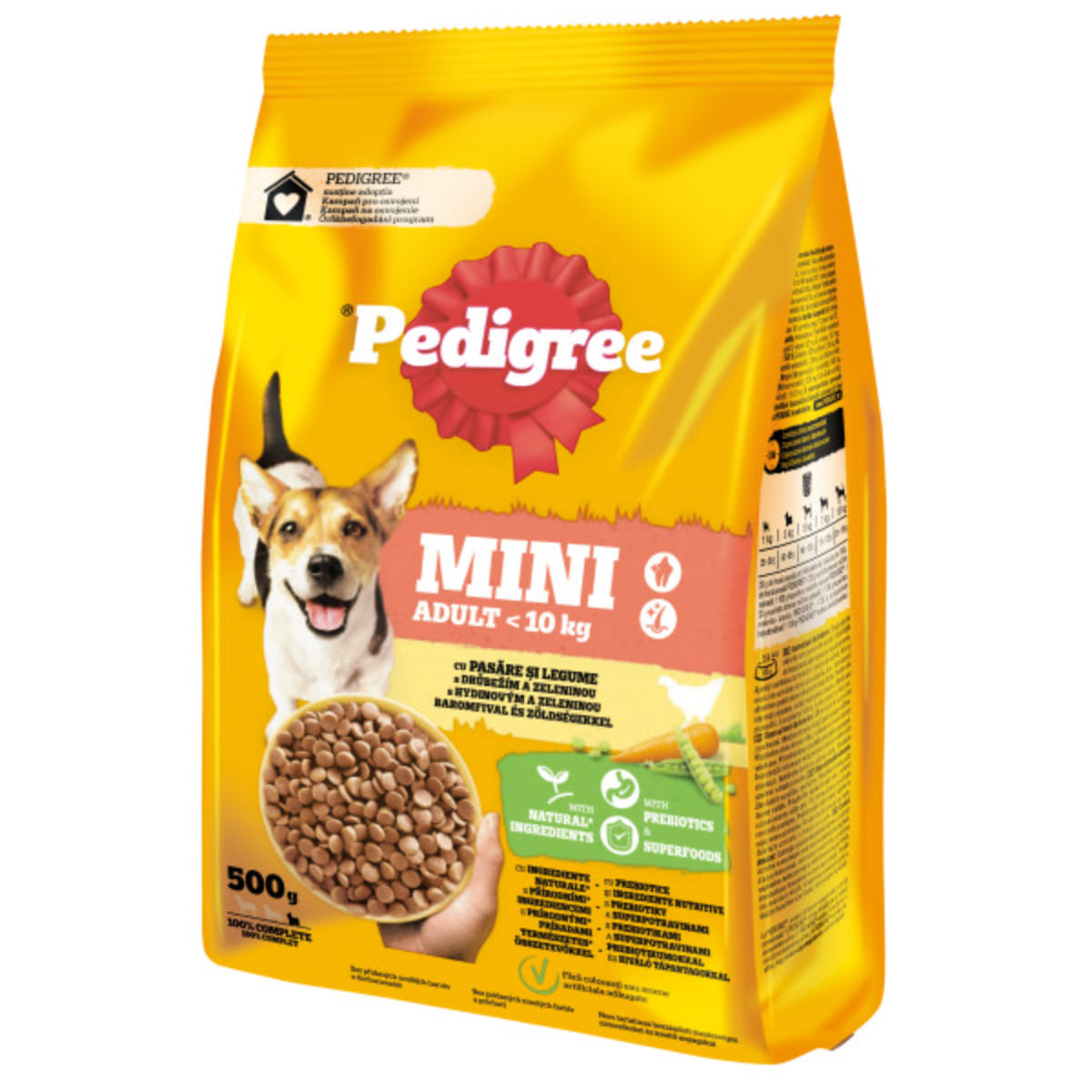 PEDIGREE Mini Adult, XS-S, Pasăre și Legume, hrană uscată câini, 500g