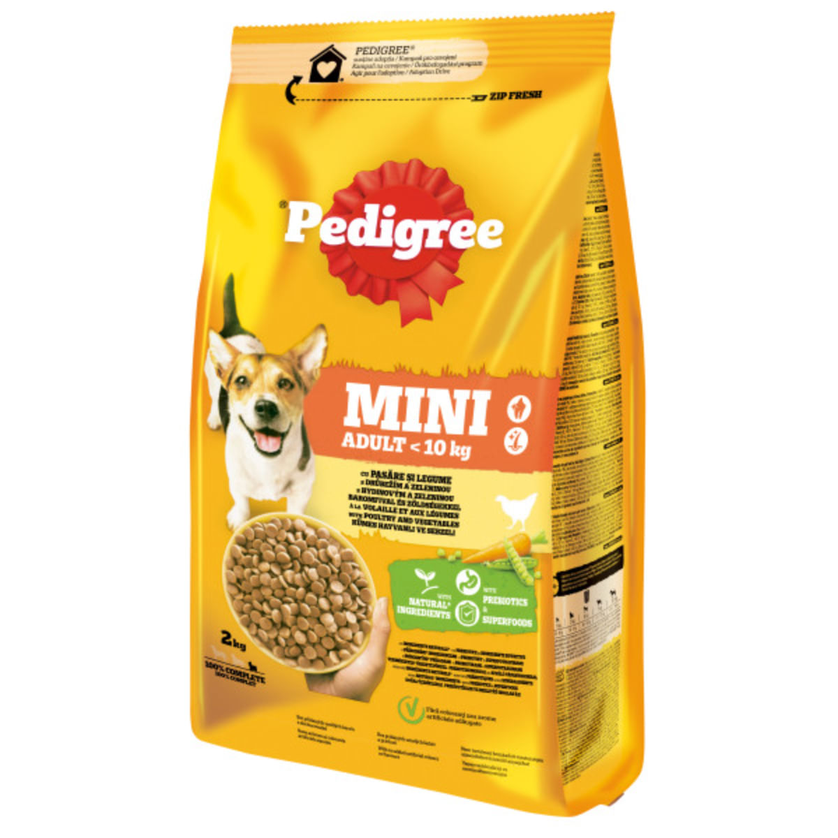 PEDIGREE Mini Adult, XS-S, Pasăre și Legume, hrană uscată câini, 2kg