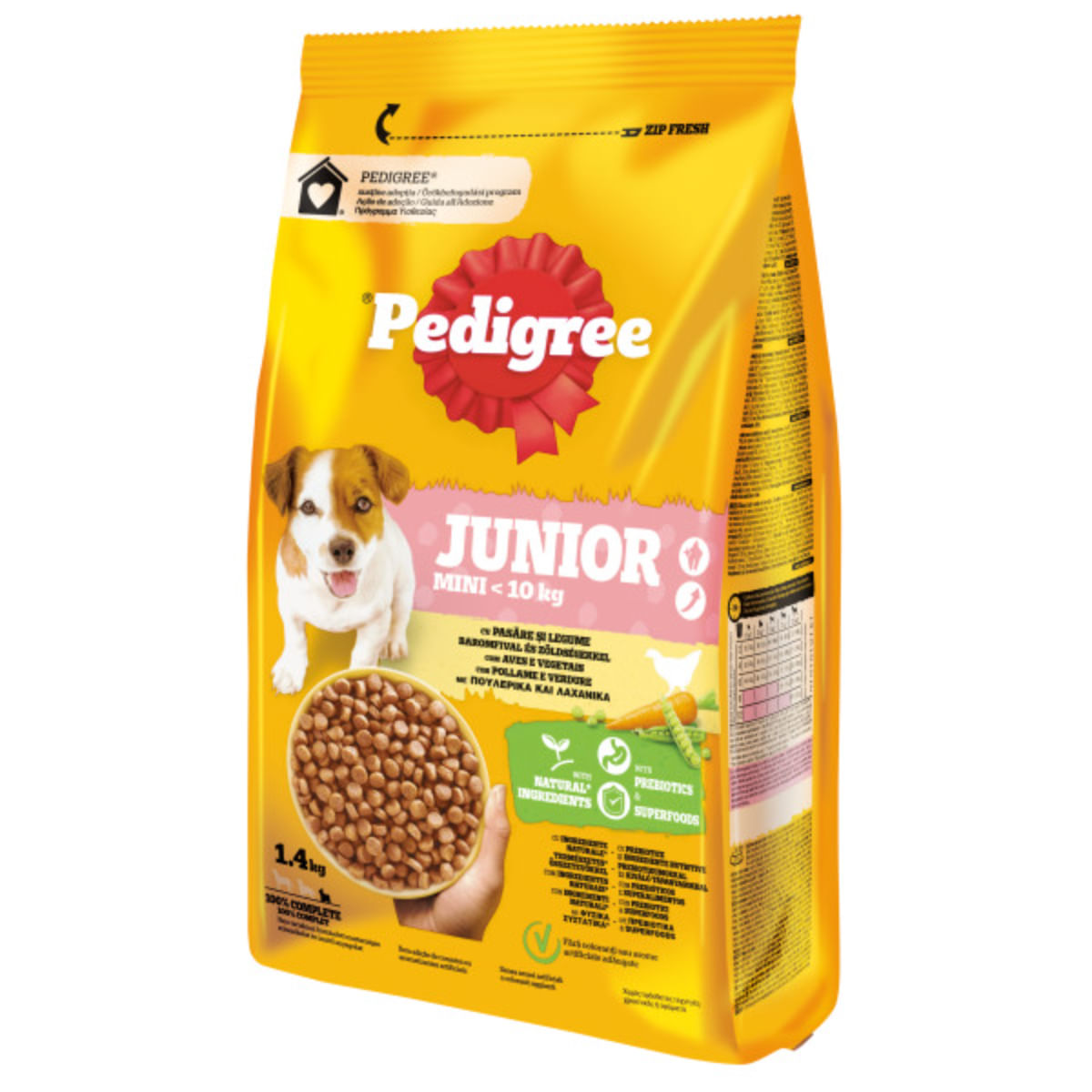 PEDIGREE Junior Mini, XS-S, Pasăre și Legume, hrană uscată câini junior, 1.4kg