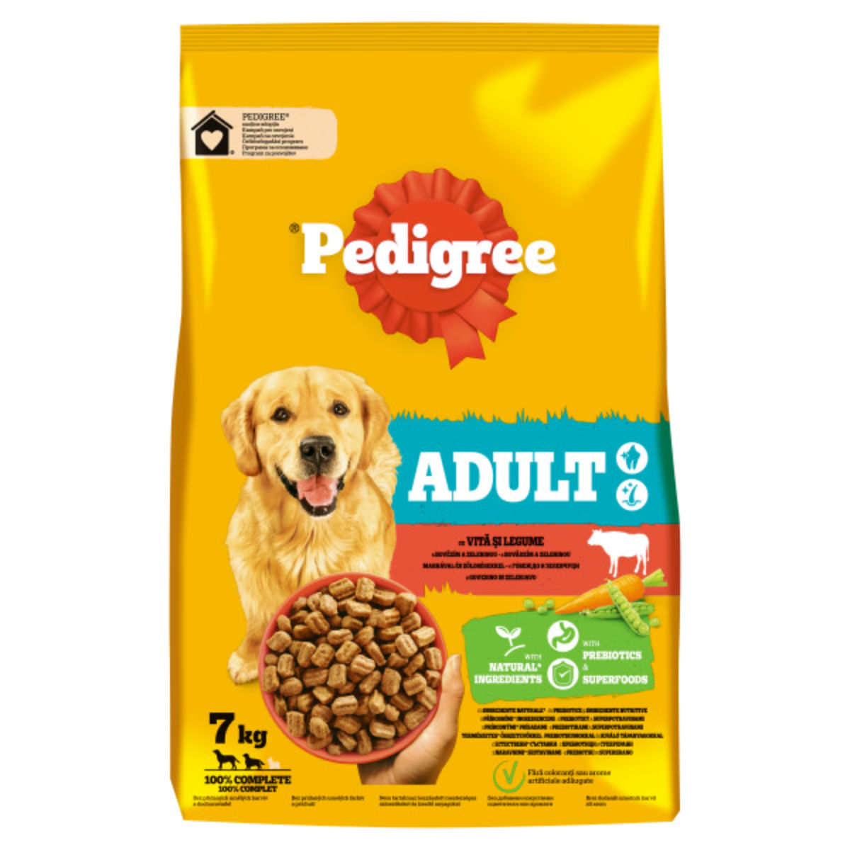 PEDIGREE Adult, M-XL, Vită și Legume, hrană uscată câini, 7kg